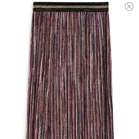 NWOT TOPSHOP Metallic Multi Stripe Midi Skirt- sz2 - Picture 3 of 3